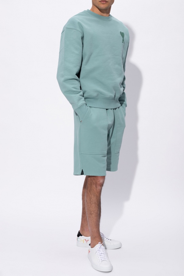 【送料&関税込】Ami Alexandre Mattiussi Suede Shorts Alexandre Vauthier Slim Pants for Women - Green Shorts with